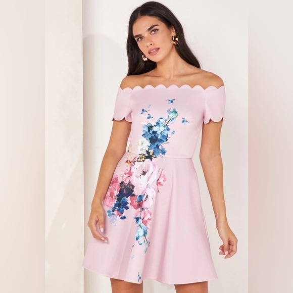 NWT Ted Baker SIRENTA Raspberry Bardot Skater Dress Ted Size 5/ US 12 - Picture 2 of 14